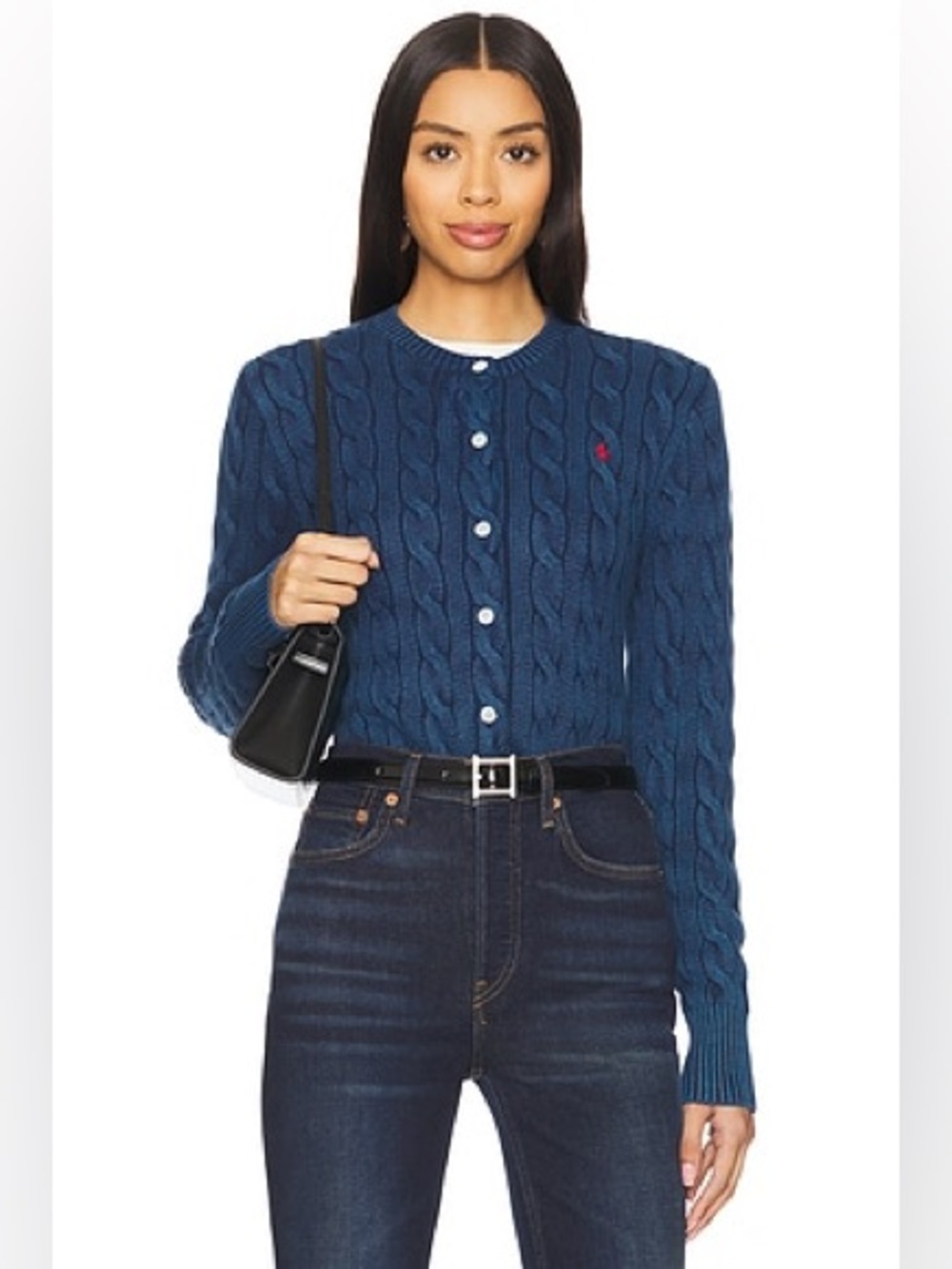 Polo Ralph Lauren Cable-Knit Cotton Cardigan Indigo Blue Size XS